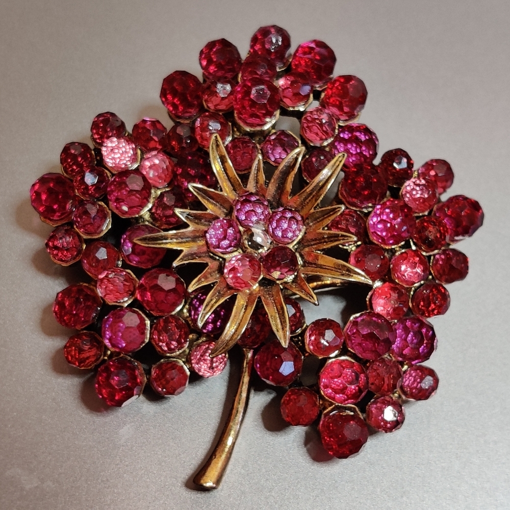 Dazzling Vintage Monet Fuschia Pink Flower Brooch